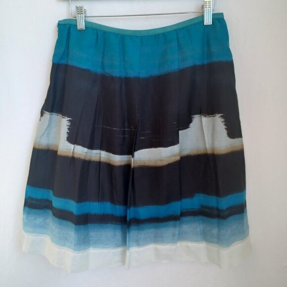 Nic + Zoe Skirt Blue Cotton Silk Blend Abstract Ombre Art to Wear Womens 8 Pet - Picture 6 of 10